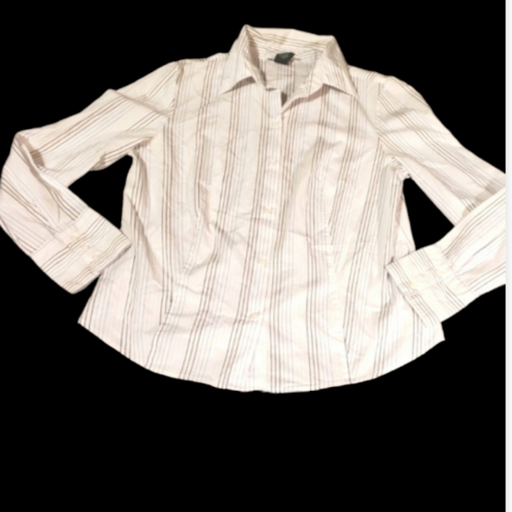Lg blue striped blouse,tapered waist,stretch
